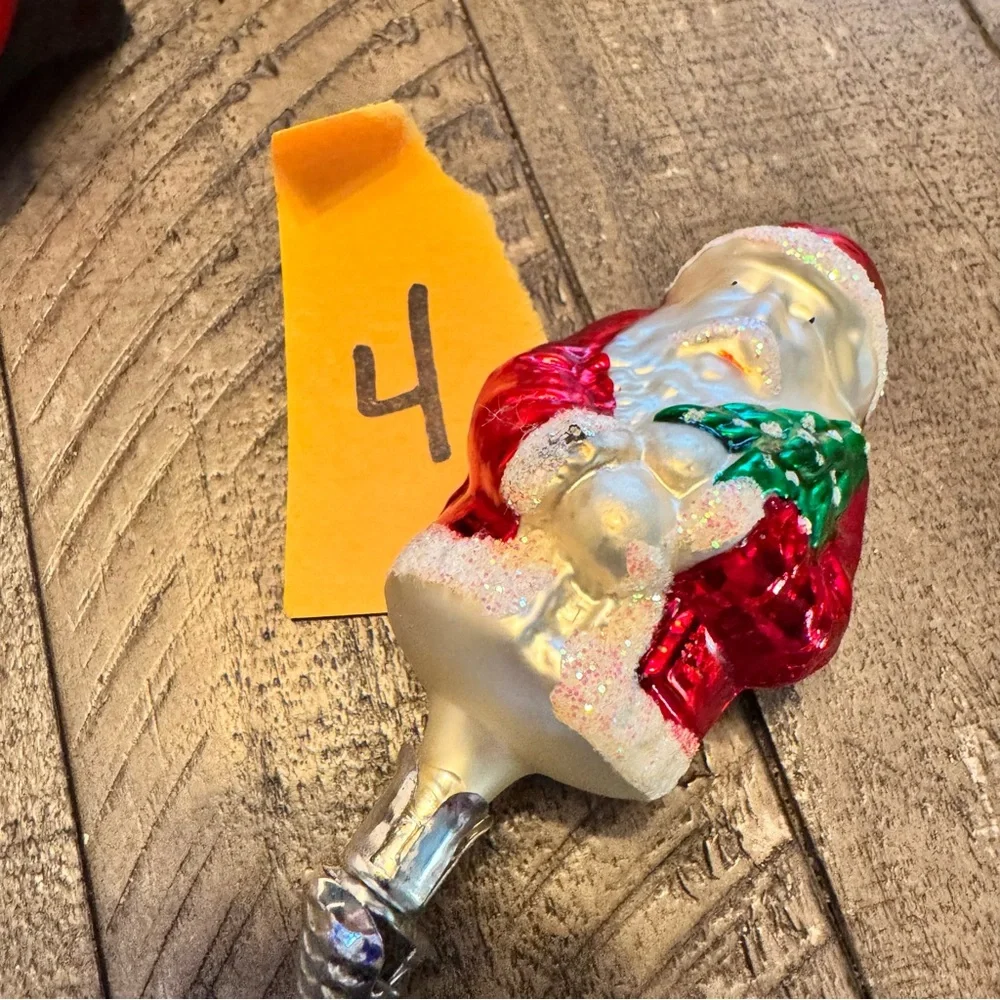 Vintage Hand Blown Red Mercury Glass Santa Claus Clip On Christmas Tree Ornament